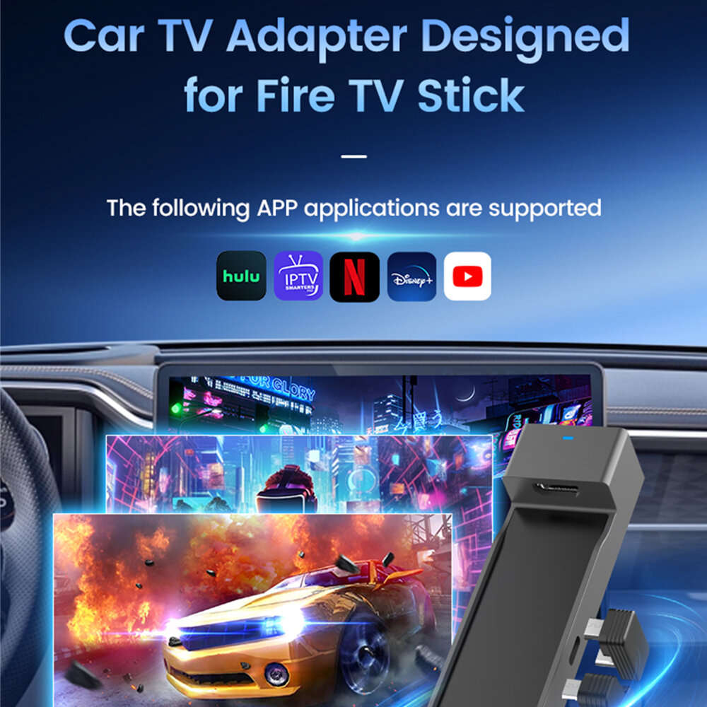 Black - FireDrive Link Pro 3-In-1 Wireless Adapter Wireless Android Auto CarPlay For Fire TV Stick L