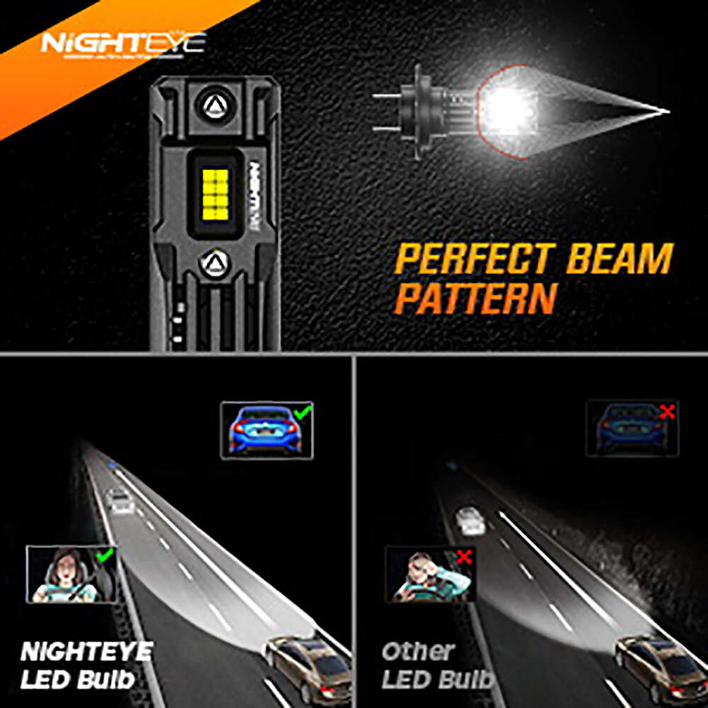 H7 - NightEye Auto Lighting A315-S10 2PCS 6500K White LED Car Headlight Bulbs 22000LM/Pair LED Front