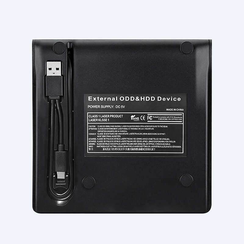 Black - XD020 USB3.0+Type-C 2-in-1 Slim External DVD RW CD Writer Drive Burner Reader Player Optical