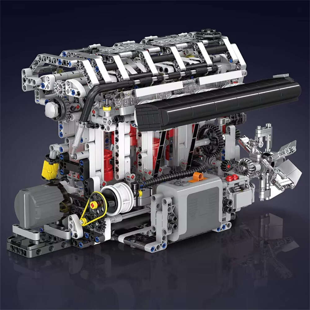 Silver - Mould King 10087 L4 Gasoline Engine Model Building Block Technical Car Motorised Inline 4-c