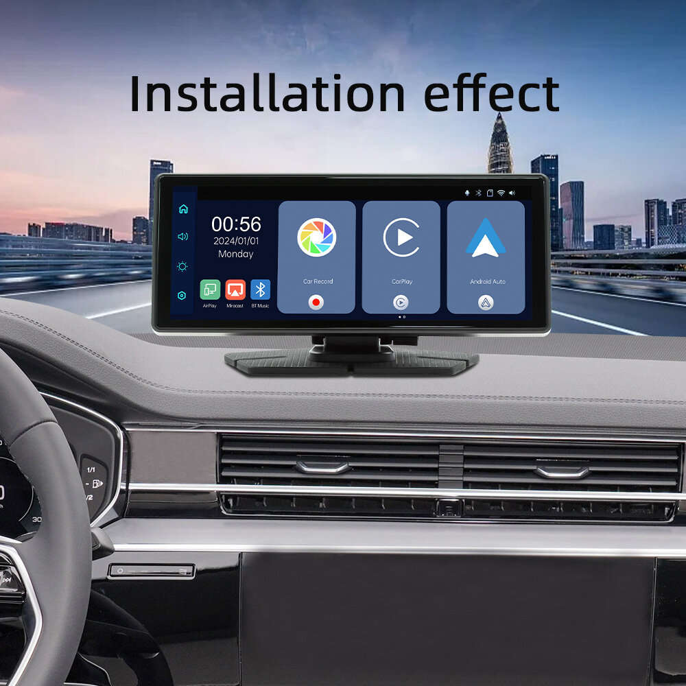 without Camera - V5312R 8.1 Inch Screen Wireless CarPlay Android Auto Portable DVR 1600x600 Resoluti