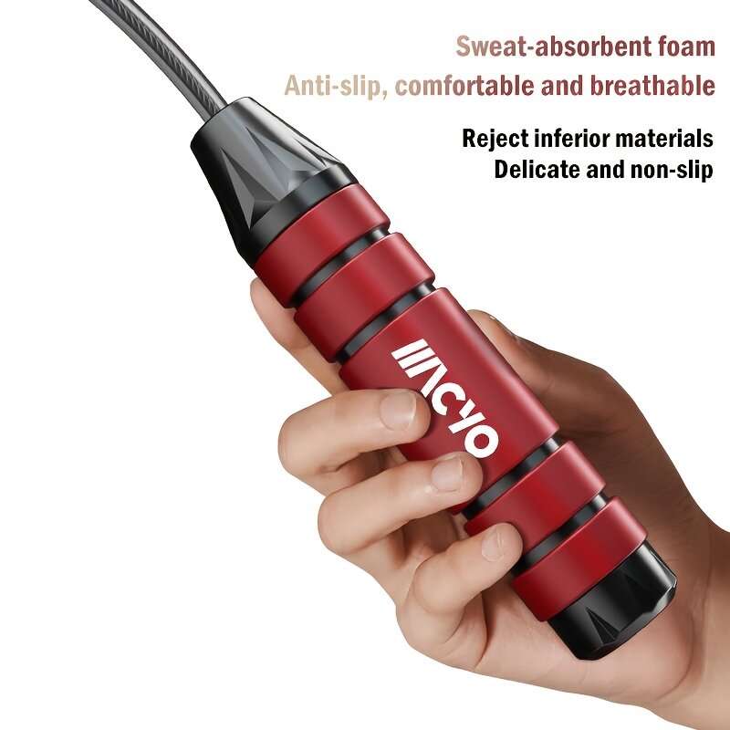 Black/Red - MACYO 3M Adjustable Professional Jump Rope with Adjustable - Detachable Steel Cable, 6 R