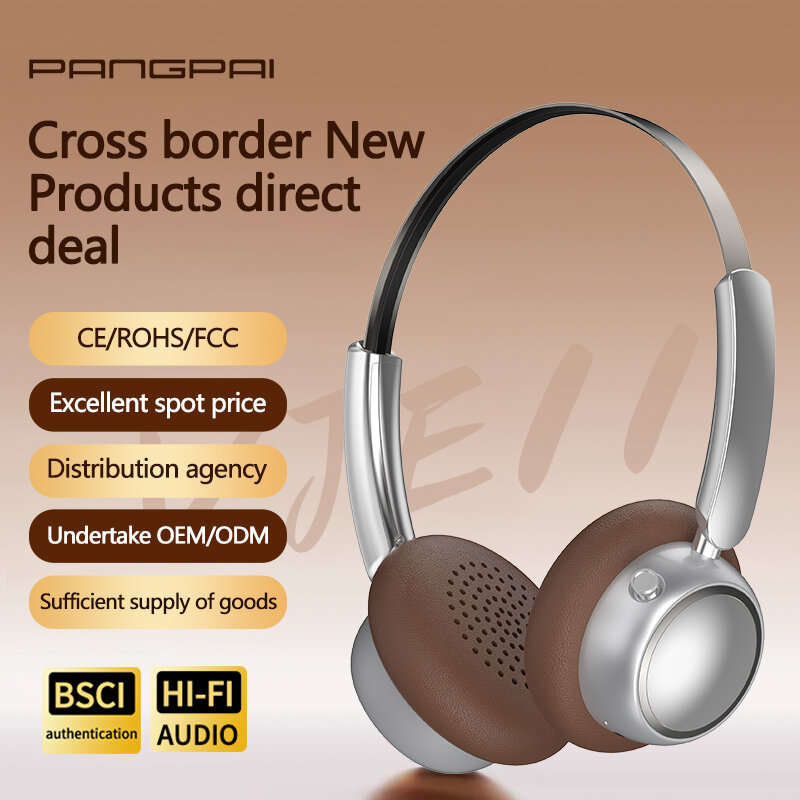 Brown - VJE11 Wireless Headset Portable bluetooth Headphone 40mm Dynamic Coil Unit Three-mode Breath