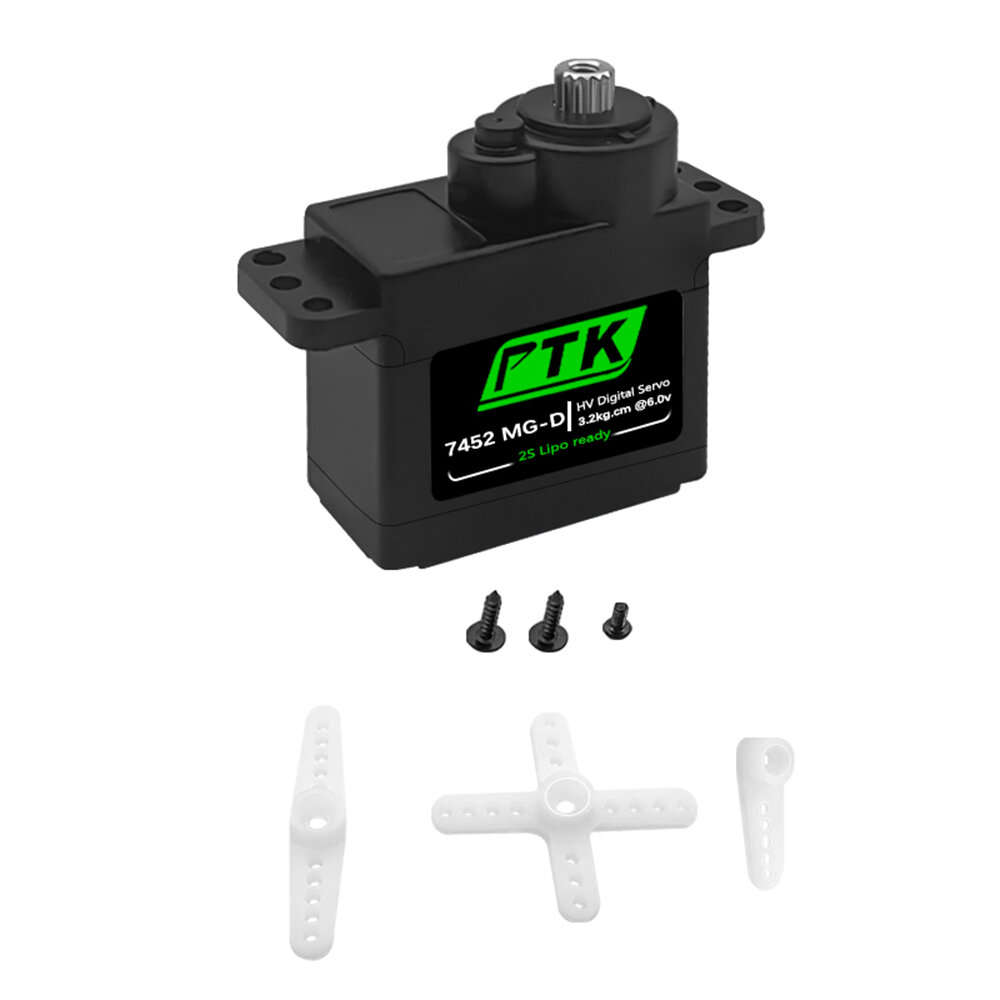 6Pcs - PTK VOTIK 7452 MG-D 9g Digital Servo Metal Gear For EPP Airplane RC Aircraft Fixed Wing Helic