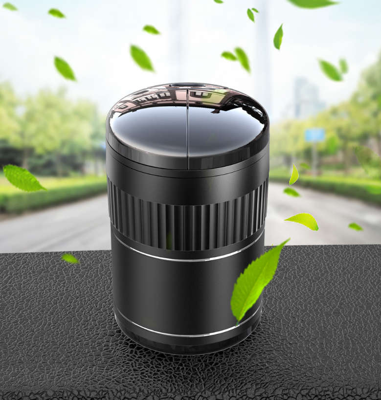 Car Ashtray Touch Open Smokeles Holder Aluminum Alloy Black A70S