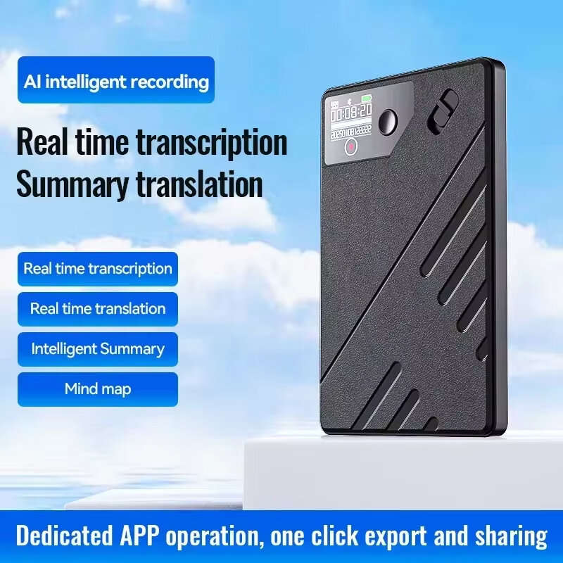 128GB - A5 AI Voice Recorder bluetooth Real-Time Transcription 60 Languages Translation ChatGPT 4 AI
