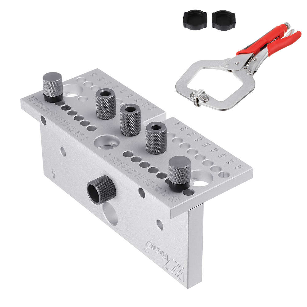 Oxidation-3 In 1 Dowel Jig+C-type Clamp - ENJOYWOOD Wnew Precision Doweling Jig Woodworking Hole Pun