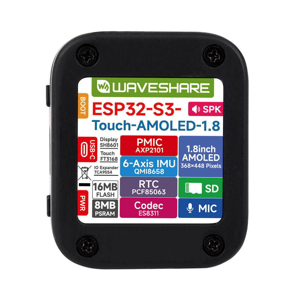 No battery - ESP32-S3 1.8inch AMOLED Touch Display Development Board 32-bit LX7 Dual-core Processor