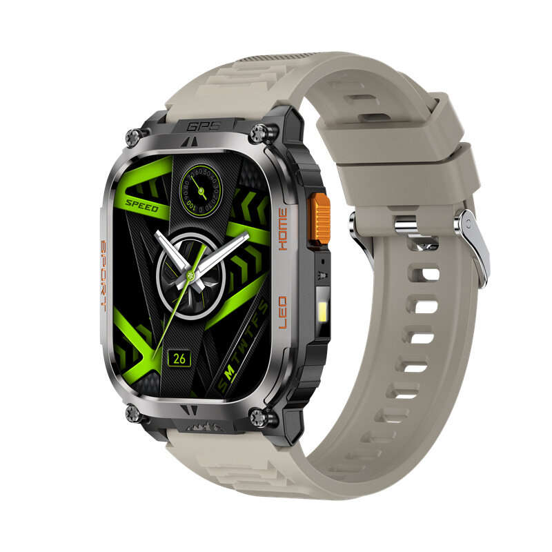 Black - QX18 2.01-inch HD Screen GPS Compass 630mAh Battery LED Flashlight Voice Assistant bluetooth