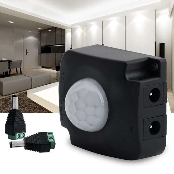 DC12-24V 10A Automatic Infrared PIR Motion Sensor Switch For LED Strip Light - Black