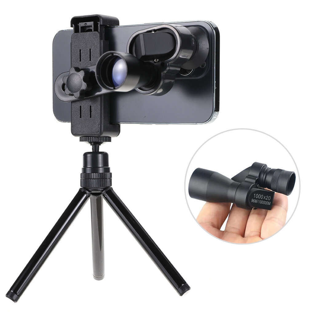 Telescope + Photo Clip + Stand - 1000x20 Mini Portable High Definition Long Range Clear Monocular Te