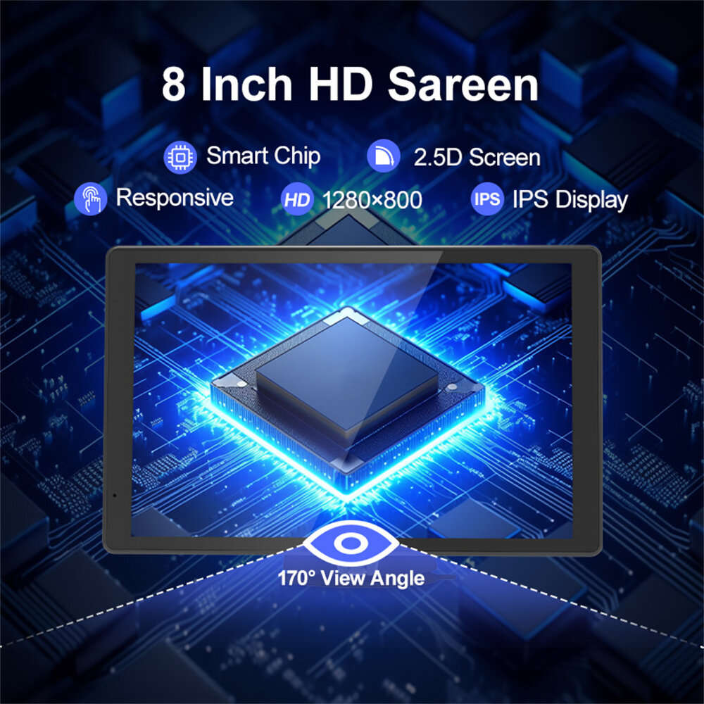 with Camera - 8 Inch IPS 4K HD Touch Screen Wireless Portable Carplay Android Auto Display Dual Lens