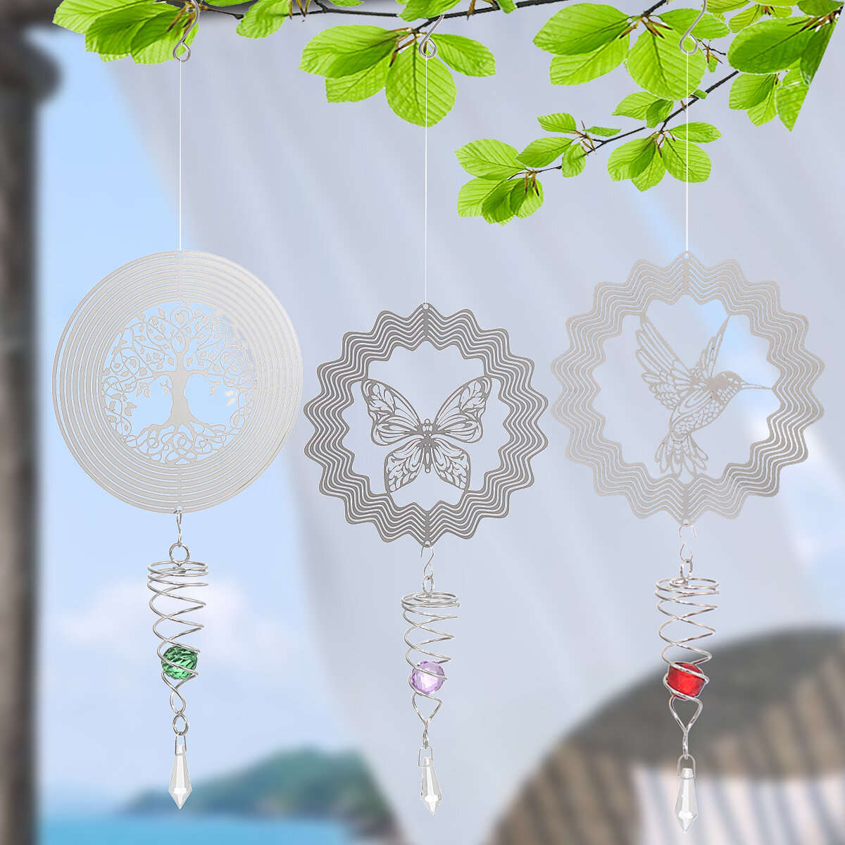 Butterfly - 3D Metal Wind Spinner Stainless Steel Rotating Metal Chimes Animal Pattern Stereo Wind C