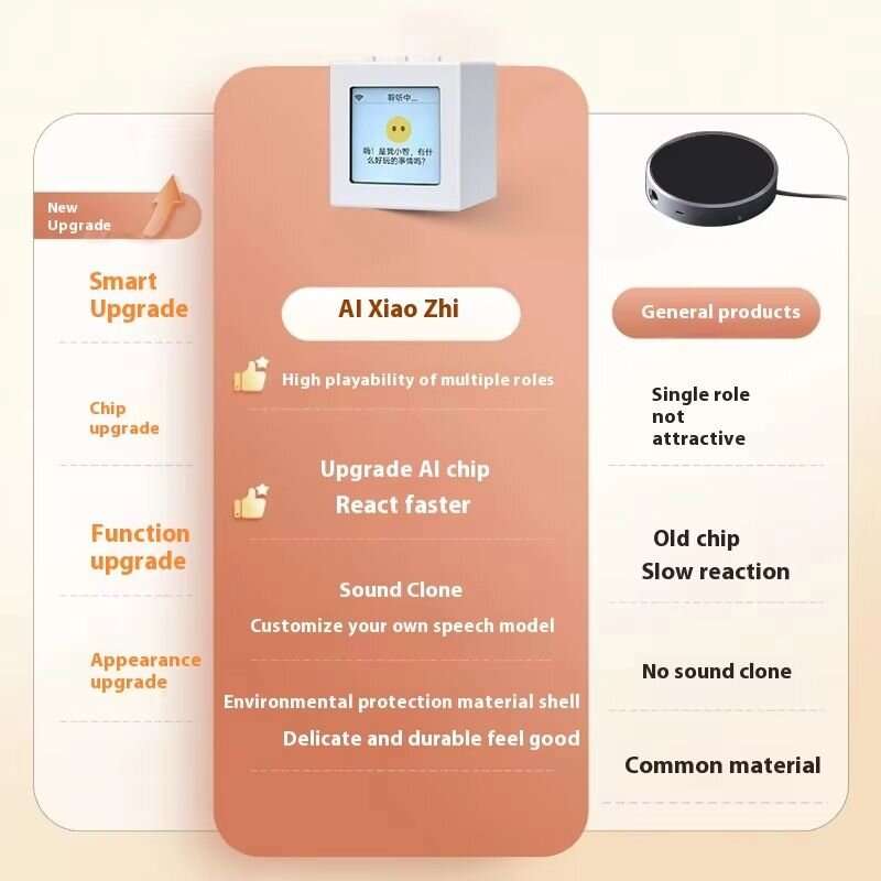 Black - Xiao Zhi Mini Ai Dialogue Robot with Screen Intelligent Robot ESP32 Support Voice Clone Chat