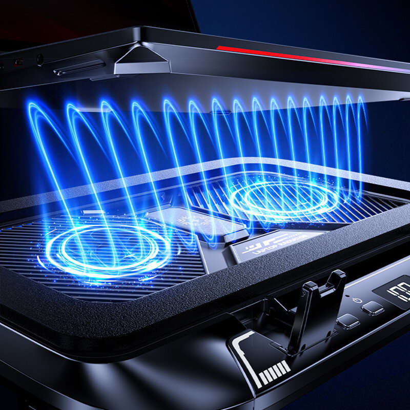 Black - Z36C Laptop Cooling Stand Dual 14cm Fans 100 Speed Adjustable 5 Angle Tilt RGB Lighting Seal
