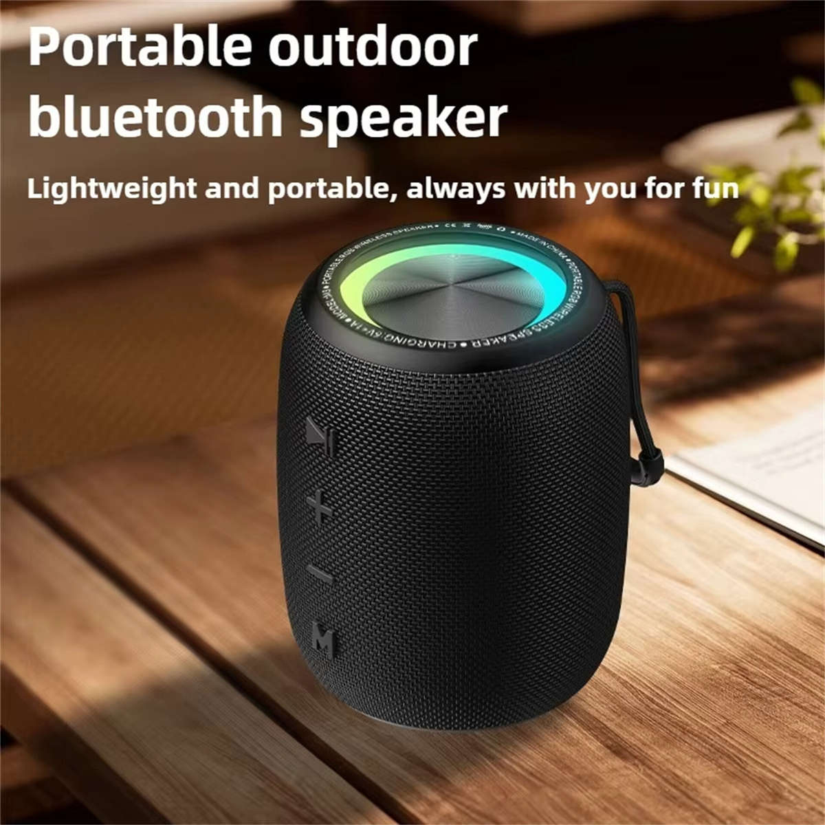 Black - M3 Portable Speaker bluetooth Speaker RGB Light 360 Stereo Deep Bass 57mm Large Speaker IPX6