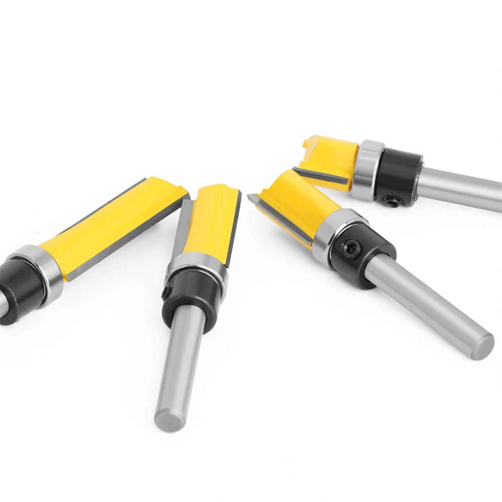 6.35mm Shank Router Bit Pattern Flush Trim Blade Bearing 1/2 Straight End Mill Slotting Milling Cut