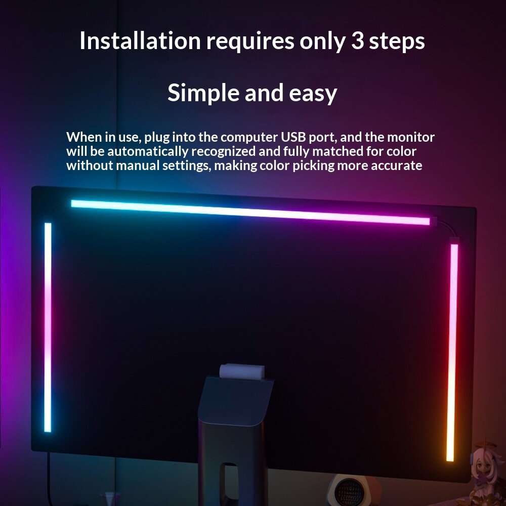 for 34-inch Screen - Elfeland RGB LED Light Bar Screen Sync & Music Sync Computer Monitor Ambient Ba