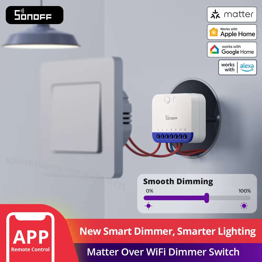 MINI-DIM - SONOFF MINI-DIM MINI Extreme Matter Over WiFi Dimmer Switch Wide Lighting Compatibility M