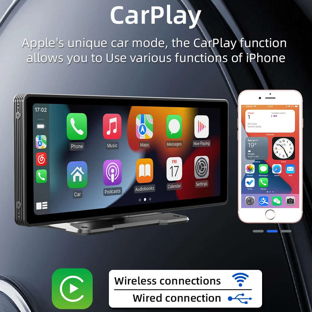 with Camera - Portable Car MP5 Player Wireless CarPlay Android Auto 10.26 Inch HD IPS Display Blueto