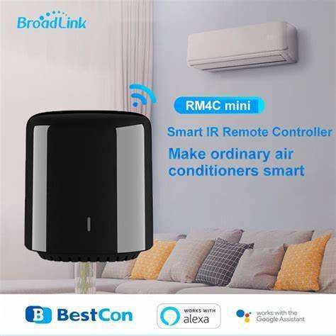 Black - BroadLink BestCon RM4C Mini Wi-Fi Smart Universal IR Remote Voice Control with Alexa Google
