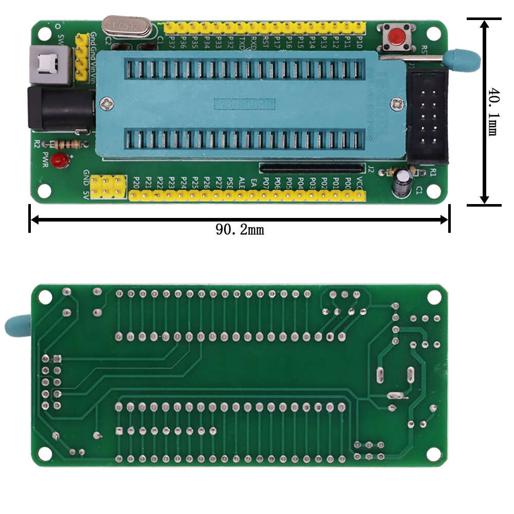 Black - 51 AVR MCU STC Minimum System Board Learning Development Board STC89C52 AT89S52 40P Locking