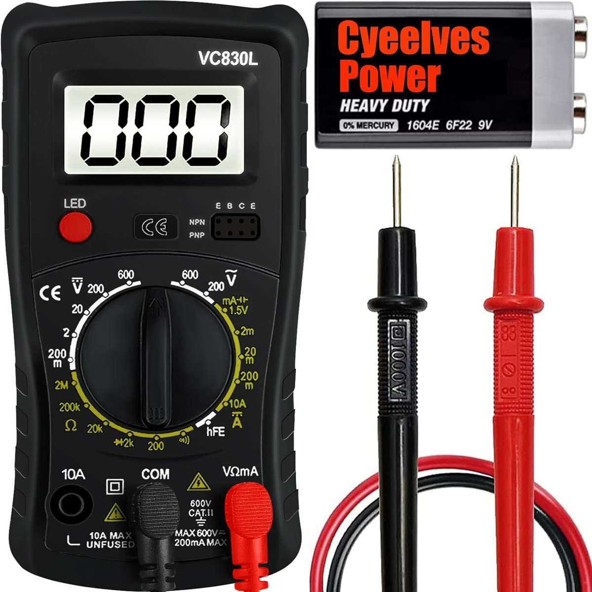Digital Multimeter Pocket, Multifunction Battery Tester with Backlight Test Wire, Voltage Tester wit
