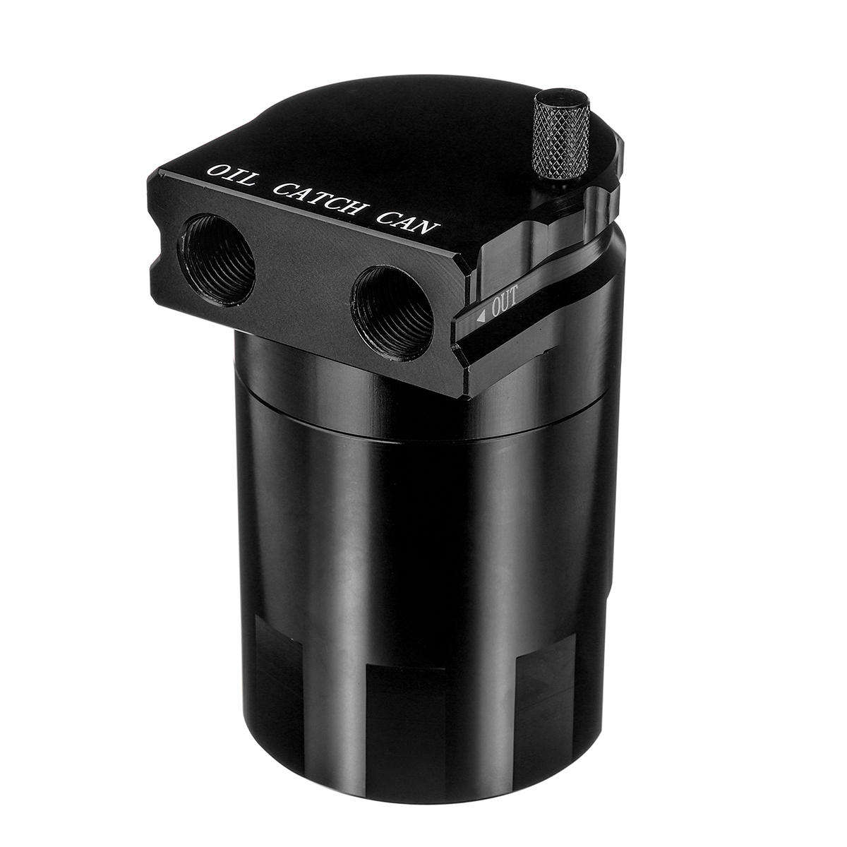 Universal 0.3L 300ML Oil Fuel Catch Can Breather Baffled Aluminum Reservoir Tank - Sliver