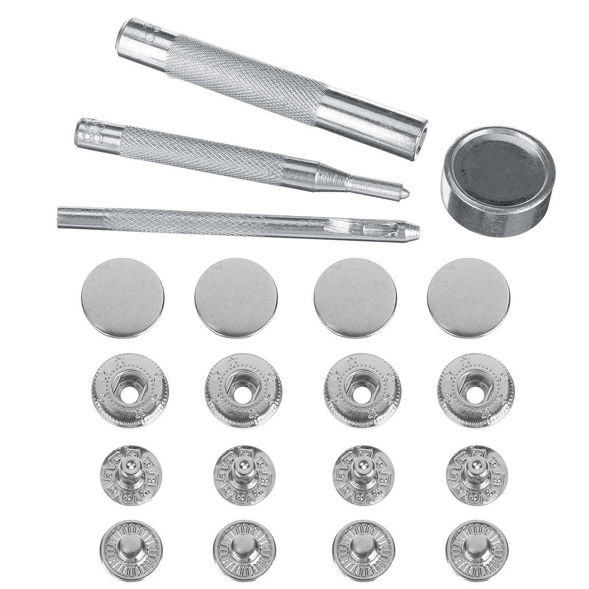 8pcs 15mm/12.5mm Duty Snap Fasteners Popper Press Stud Button With Fixing Kit - 12.5