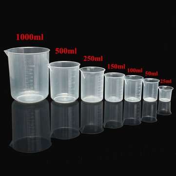 25mL To 1000mL Graduated Clear Plastic Beaker Volumetric Container For Laboratory (CAPACITY: 250ML)
