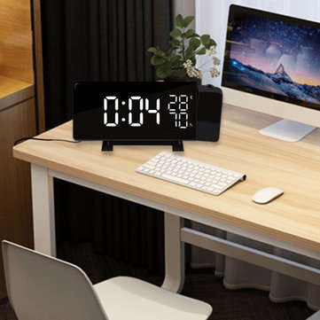 Projection Clock Three-Color FM Radio Alarm Clock LED Temperature Humidity Desk Table Clocks Home De