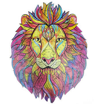 A3/A4/A5 Wooden Cartoon Lion Puzzle Colorful Mysterious Charming Early Education Toys ... (SIZE: A4)
