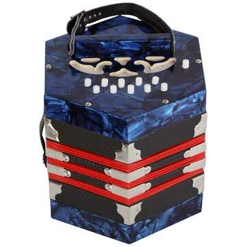 20-Button Concertina with Carrying Bag Adult Primary Playing Hexagon Accordion Keyb... (COLOR: BLUE)