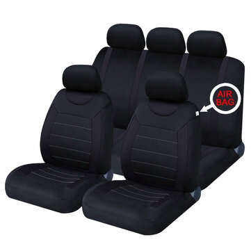 9PCS Universal Leather Deluxe Car Cover Seat Protector Cushion Front Rear Covers (COLOR: BLACK)