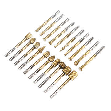 Drillpro 20Pcs Titanium Coated Rotary File Cutters HSS Mini Burr Wood Working Milling Carving Rasp D