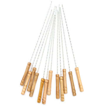 12X Stainless Steel Metal Barbeque Skewer Needle BBQ Kebab Stick Utensil 30cm BBQ Stick Fork
