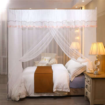 Mosquito Net 4 Corner 180*200CM Big Bed Canopy Home Bedding Lace Elegant (COLOR: WHITE)