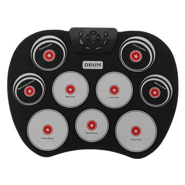 Portable Electronics Drum Set Roll Up Drum Kit 9 Silicone Pads USB Powered with Foot Pedals Drumstic