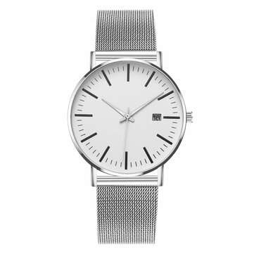Fashion Casual Men Business Watch Decorated Alloy Strap Pointer Calendar Quartz Watch (TYPE: F)