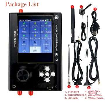 New PortaPack H2 And HackRF One SDR Software Defined Radio 1MHz-6GHz Assembled with Antennas Built-i