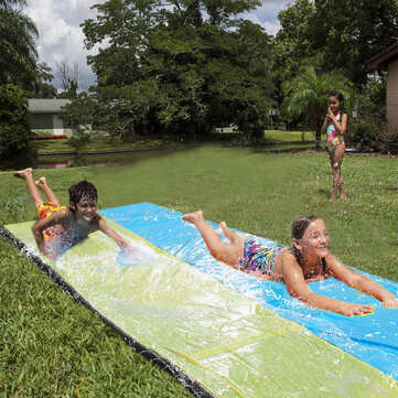 Inflatable Double Water Slide  Fun Outdoor Splash Slip For Children Summer Pool Kids Games