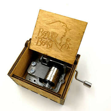 Creative Antique Carved Wooden Personalizable Music Box Beauty And The Beast Handmad... (COLOR: #02)