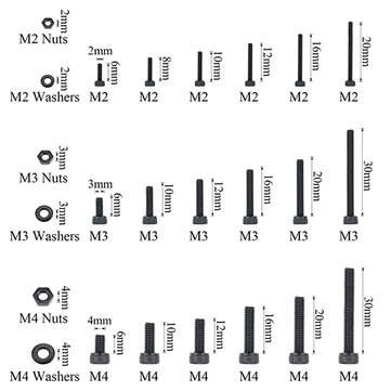 1200Pcs Assorted M2 M3 M4 Stainless Steel Screws & Socket Bolts and Nuts Set