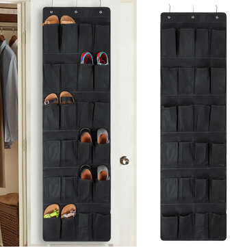 24 Plaid Over Door Hanging Bag Box Shoe Rack Hanger Storage Tidy Organizer Bag