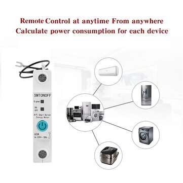 1P 63A eWelink Single Phase Din Rail WIFI Smart Switch Energy Meter Leakage Protection Remote Read K