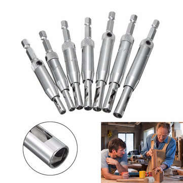 7pcs HSS Hex Shank Self Centering Door Lock Hinge Drill Bit Pilot Hole Tool Set