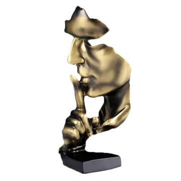 Silence Is Gold Statue Resin Abstract Sculpture Ornament Home Decoration Modern Art... (COLOR: GOLD)