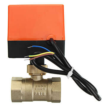 TMOK TK260 1/2" 3/4" 1" 1-1/4" Motorized Electric Brass Ball Valves 3 Wire AC 220... (SIZE: 3/4INCH)