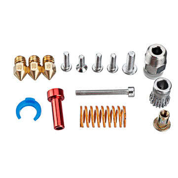Dual Gear Pulley Dual Drive Extruder Kit + 3Pcs MK8 1.75/0.4MM Brass Nozzle Accessories Kit for 3D P