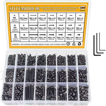 1200Pcs Assorted M2 M3 M4 Stainless Steel Screws & Socket Bolts and Nuts Set
